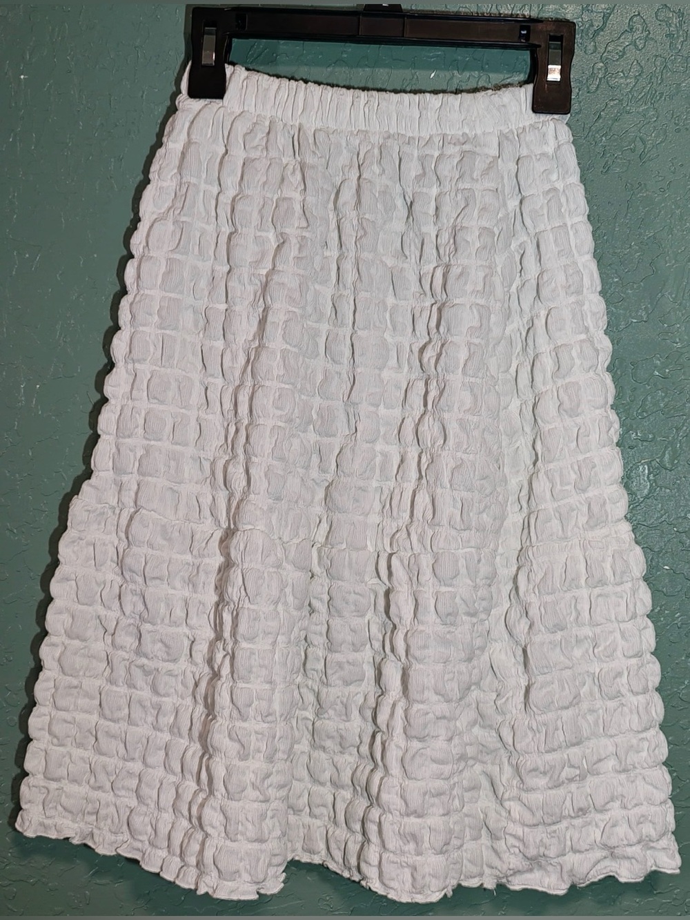 Zara White Textured Midi Skirt Size L